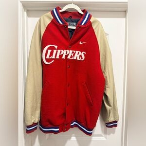 Nike Clippers Red and Tan Varsity Jacket